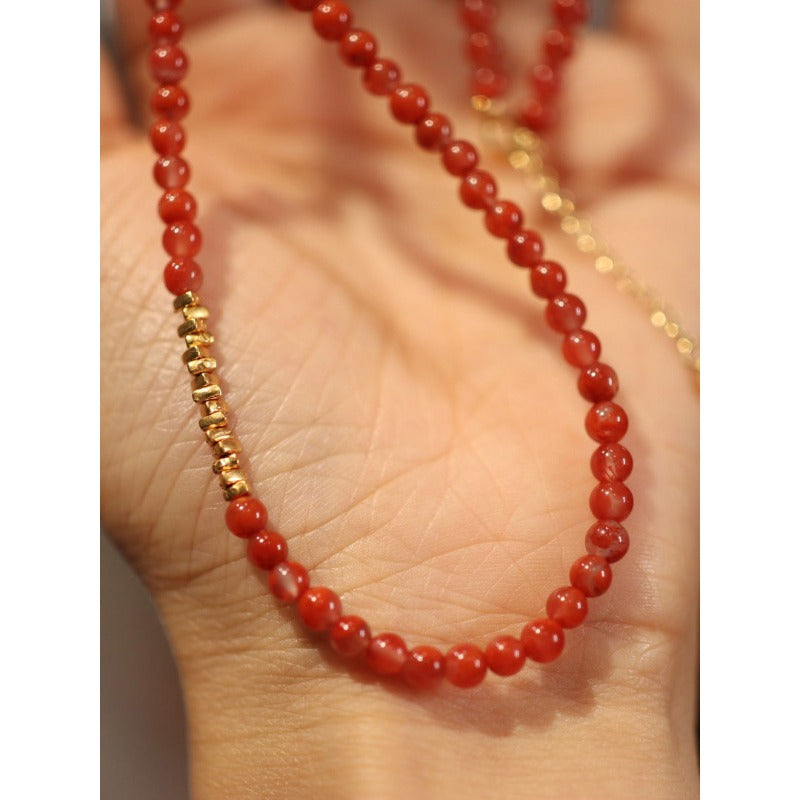 NA- Nanhong South China Red Agate Beads Necklace 6mm Baoshan//Kalung Manik Batu Akik Merah Nanhong Cina Selatan 6mm Baoshan