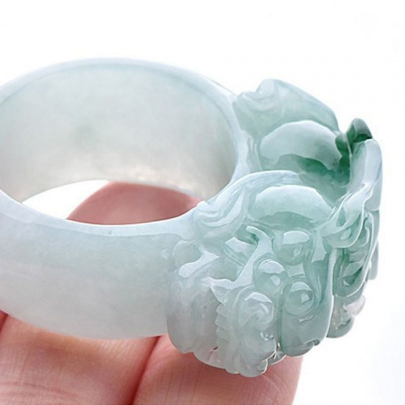NA- Dragon Jade Ring Burma Jadeite Jade Artistic Craftsmenship//Cincin Giok Naga NA Jadeite Burma Kerajinan Artistik Giok