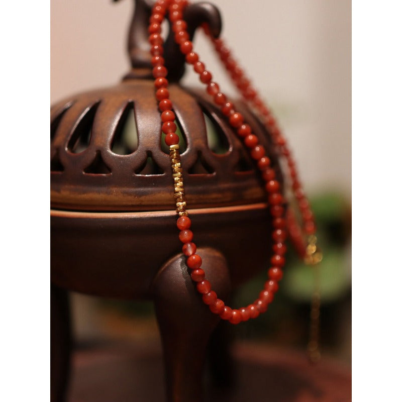 NA- Nanhong South China Red Agate Beads Necklace 6mm Baoshan//Kalung Manik Batu Akik Merah Nanhong Cina Selatan 6mm Baoshan