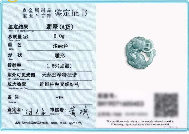 NA- Pixiu Money Eater Jadeite Jade Blue Water Guratemala Pendant Necklace//Kalung Liontin Pixiu Money Eater Jadeite Air Biru Guratemala