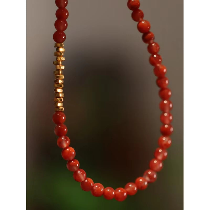 NA- Nanhong South China Red Agate Beads Necklace 6mm Baoshan//Kalung Manik Batu Akik Merah Nanhong Cina Selatan 6mm Baoshan
