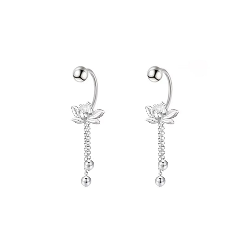 NA- Flower Hoop Earrings S925 Fashion & Simple Earrings Design//Anting-anting Lingkaran Bunga S925 Desain Anting-anting Fashion & Sederhana