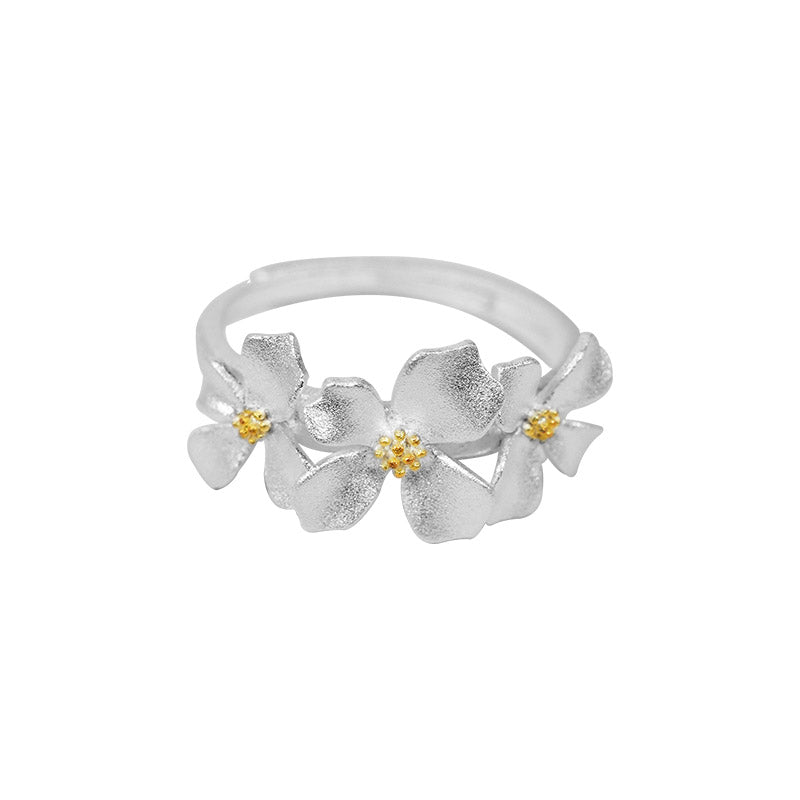 NA- Silver 999 Jasmine Flower Ring Adjustable Resizable Fashion Ring//Cincin Bunga Melati Perak 999 Cincin Fashion yang Dapat Disesuaikan dan Diubah Ukurannya