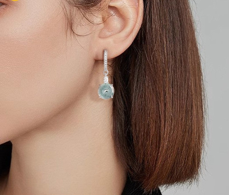 NA- Donut Earring Guatemala Jadeite Jade Grade A Light Blue Water S925 Setting//Anting Donat Guatemala Jadeite Jade Grade A Light Blue Water S925 Setting
